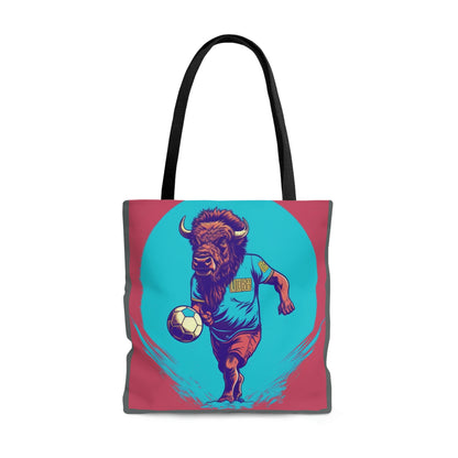 American Bison Soccer Player Sport Buffalo Graphic Tote Bag (AOP)