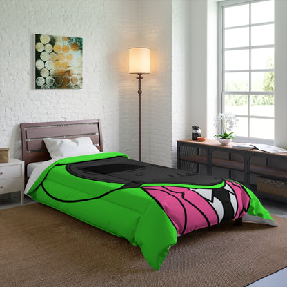 Green Alien Black Space UFO Mask Pink Suit Visitor Hockey Bed Comforter