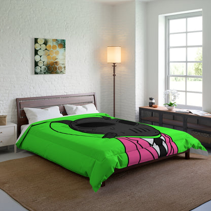 Green Alien Black Space UFO Mask Pink Suit Visitor Hockey Bed Comforter