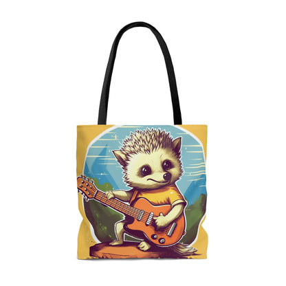 Hedgehog Guitar Band Musician Furry Cute Graphic Tote Bag (AOP)