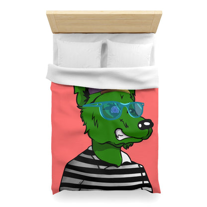 Cyborg Wolf Green Fur Striped Shirt Gold Sailor Hat Blue Glasses Microfiber Duvet Cover