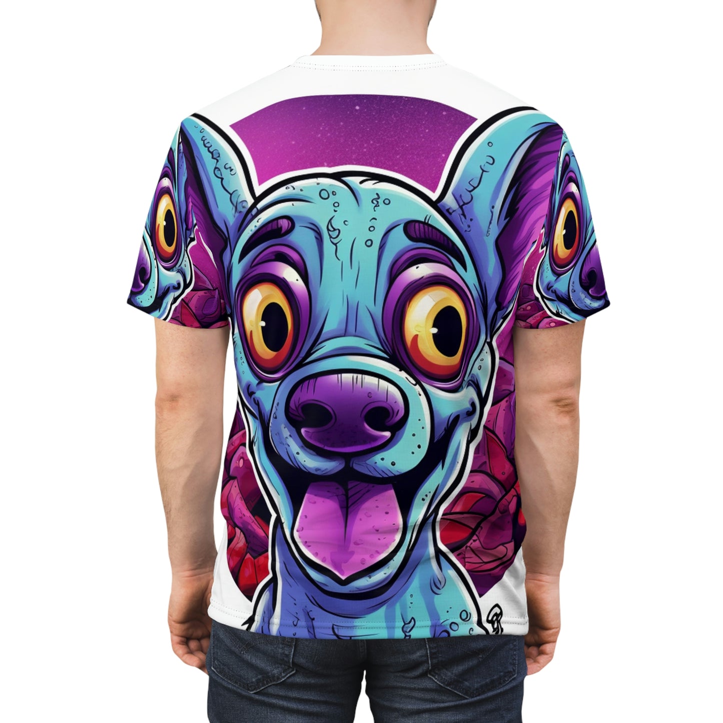 Classic Alien Dog Space Cartoon Style with a Retro Twist Unisex Cut & Sew Tee (AOP)