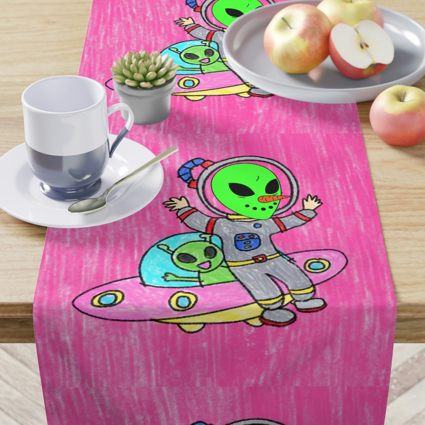 Veggie Visi Alien Vegetable Visitor UFO Table Runner