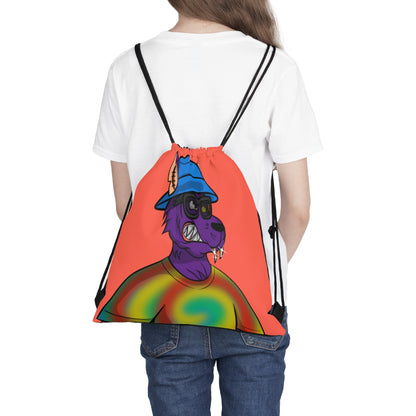 Wolf Cyborg Tie Dye Swirl Shirt Fange Teeth Sombrero de cubo azul Piel morada al aire libre Mochila saco