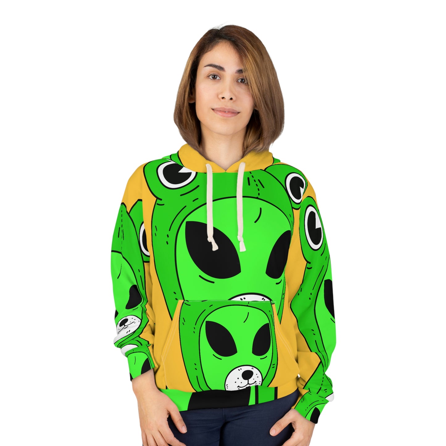 Frog Pepe Alien AOP Unisex Pullover Hoodie