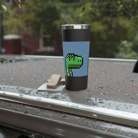 Vaso con aislamiento al vacío de cobre Dinosaur Dino Pixel, 22 oz