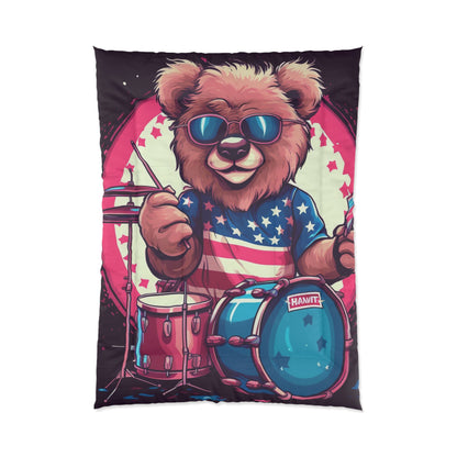 Drumroll for Freedom: Celebrate 4th of July with the Patriotic Bear's Rhythms Comforter