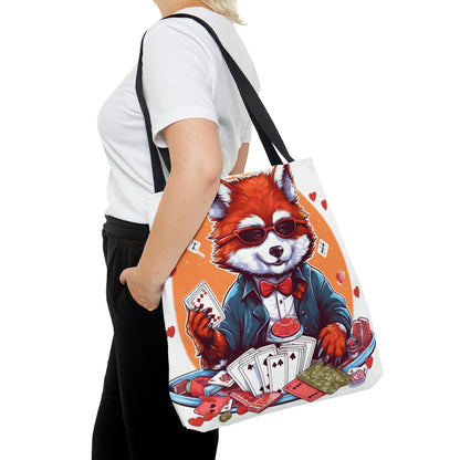 Red Panda Poker Card Player Anime Graphic Tote Bag (AOP)