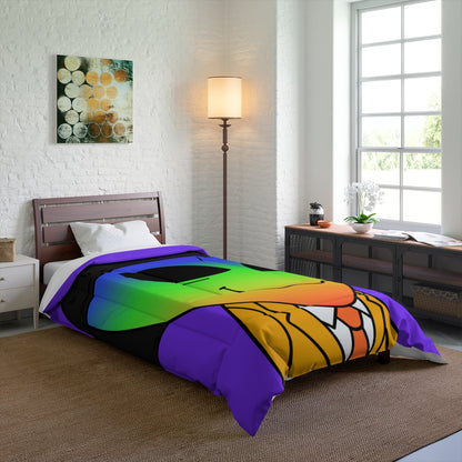 Rainbow Peace Alien Squid Mouth Visitor Bed Comforter
