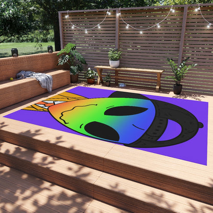 Rainbow Multi Color Visitor Black Cap Gold Suit Visitor Outdoor Rug