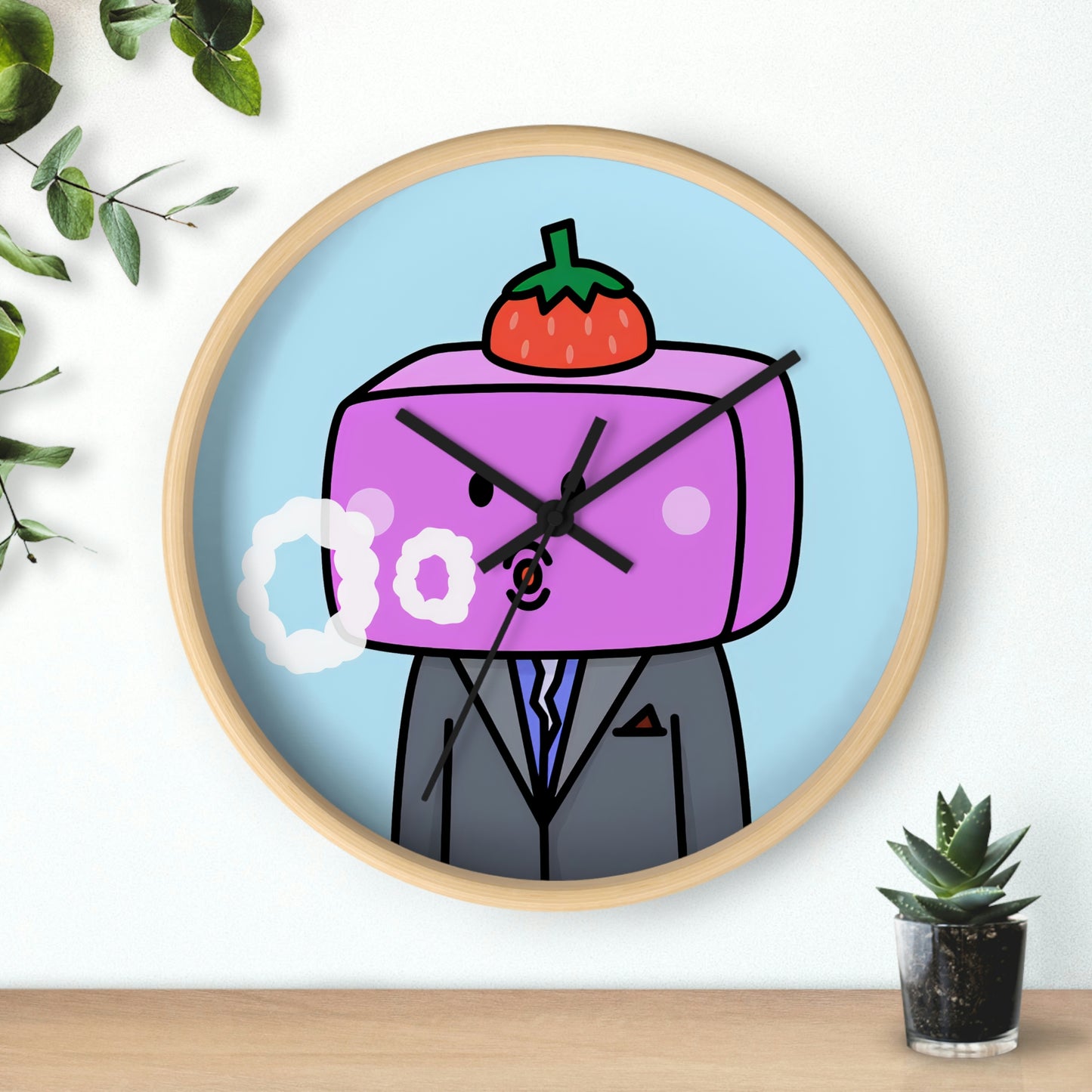 Strawberry Fruit Head Block Wall clock