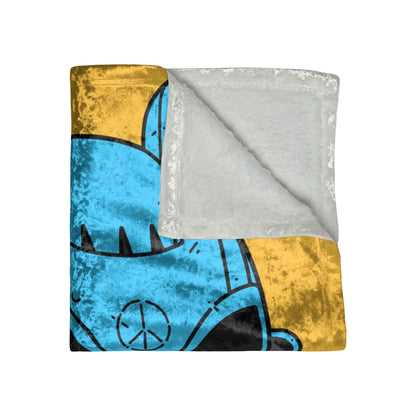 Armored Blue Peace Future Alien Cyborg Machine Visitor Crushed Velvet Blanket - Visitor751