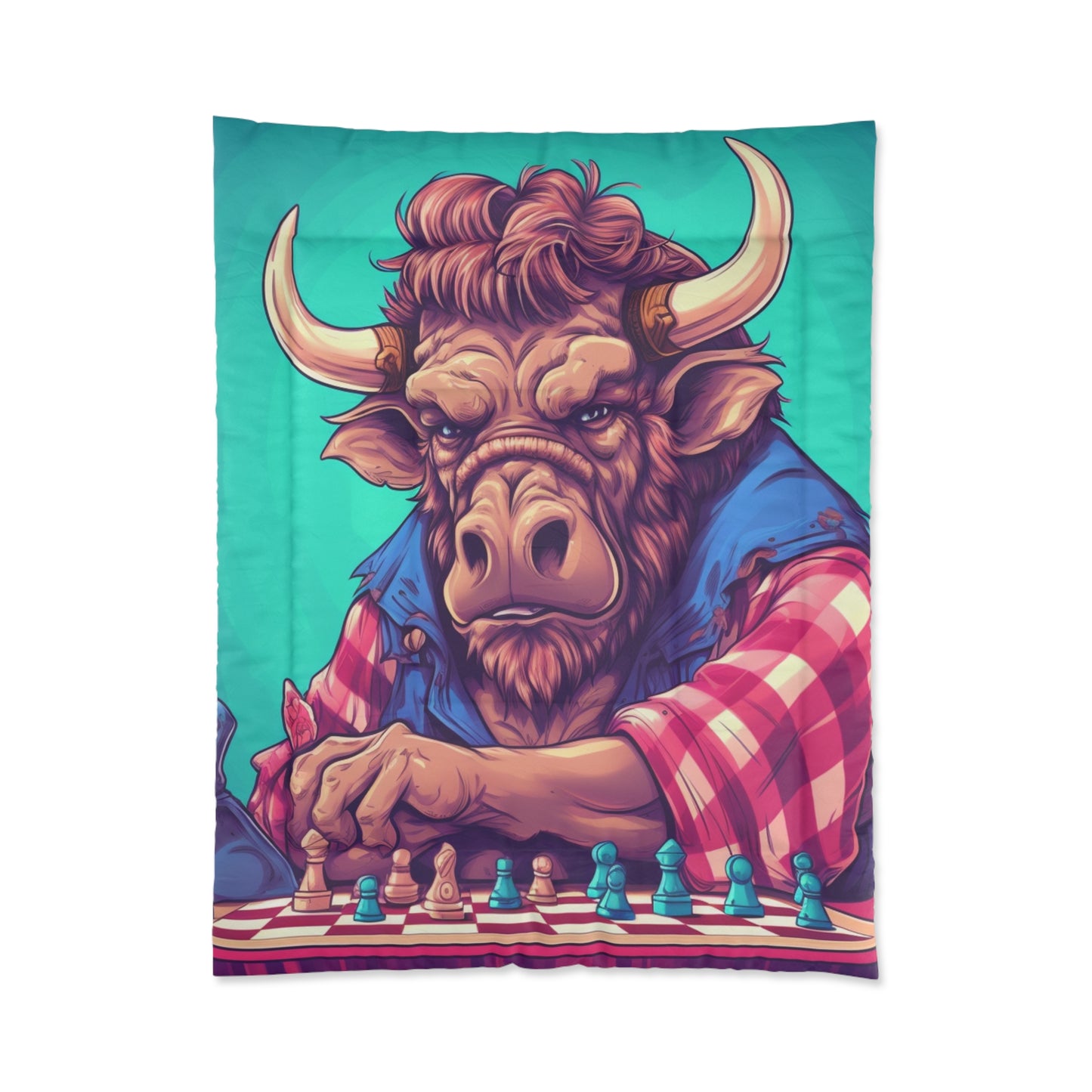 Chess Game Champ Master Bison Buffalo Style Comforter