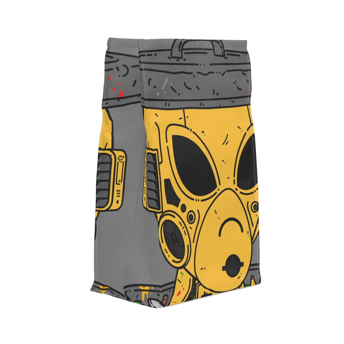 Trash can Art Egg Armored Yellow Future Alien Cyborg Machine Visitor Polyester Lunch Bag