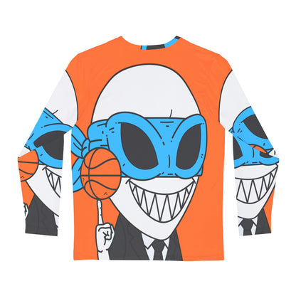 Alien BBall Sport Ninja Game Player Orange Basketball Men's Long Sleeve AOP Shirt