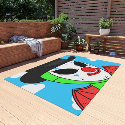 Clown Visitor Green Alien w/ Devil Wings Outdoor Rug