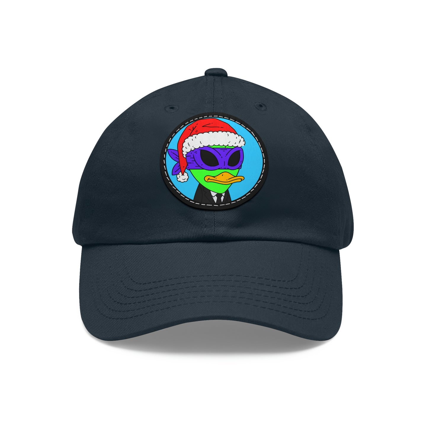 Santa Christmas Alien Visitor 751 Dad Hat with Leather Patch (Round)