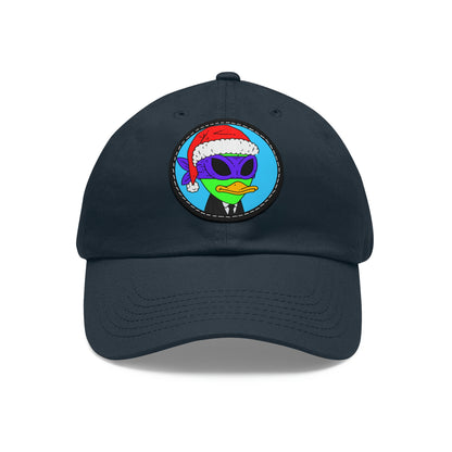 Santa Christmas Alien Visitor 751 Dad Hat with Leather Patch (Round)