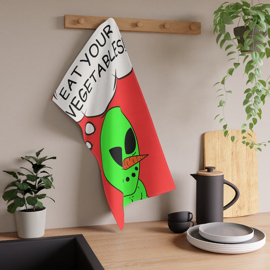 Veggie Visi The Vegetable Visitor Alien Eat Your Veg Kitchen Towel
