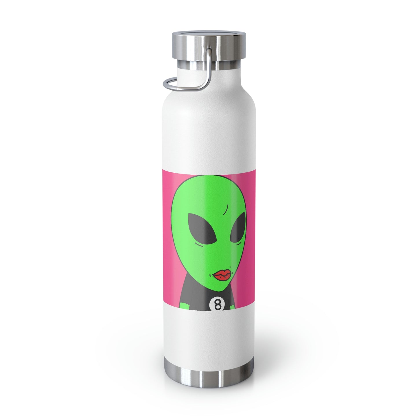 8 Ball Green Alien Lipstick Visitor Pool Player Game Copper Vacuum Insulated Bottle, 22oz