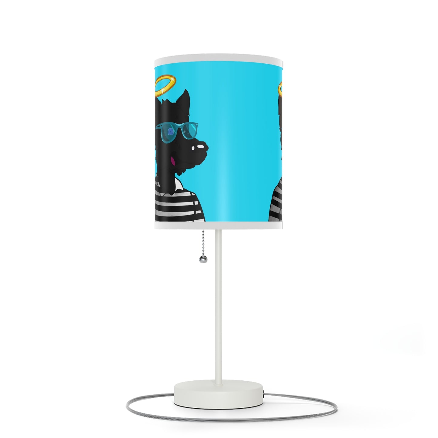 Cyborg Wolve Angel Halo Striped Shirt Glasses Wolf Lamp on a Stand, US|CA plug