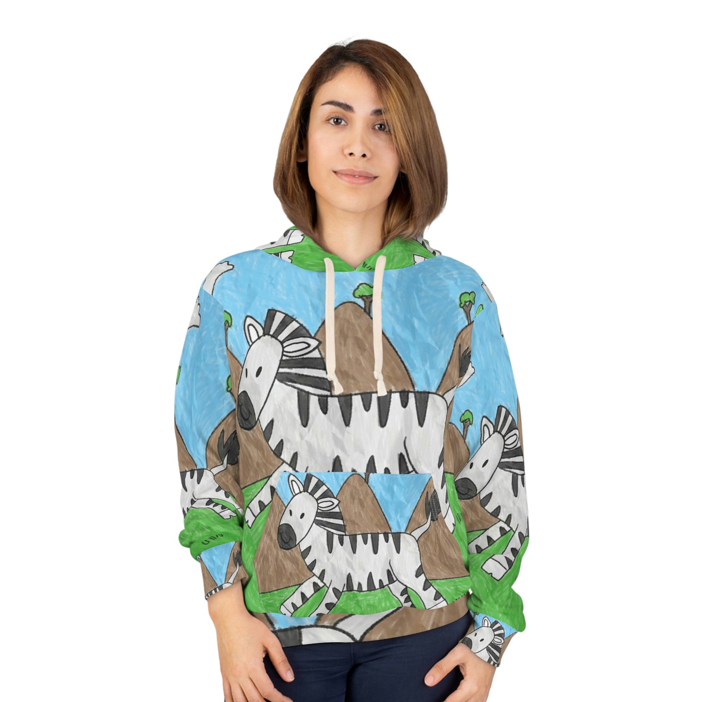 Zebra Graphic Hipster Zebra Animal AOP Unisex Pullover Hoodie