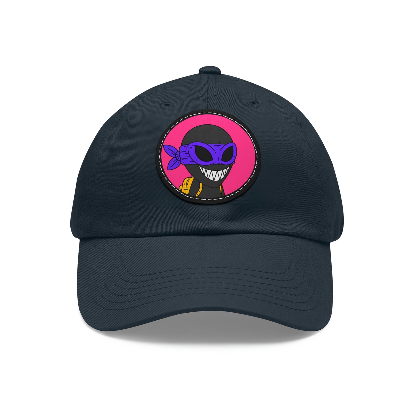 Dark Ninja Warrior Alien Visitor Dad Hat with Leather Patch (Round)