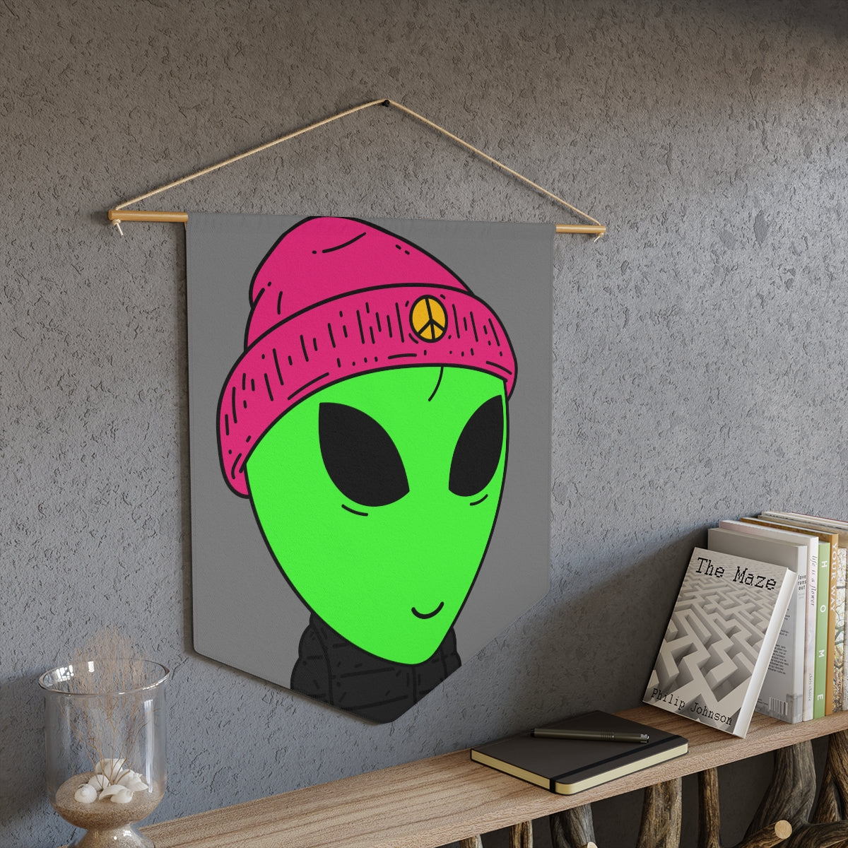 The Visitors Green Alien Peace Hat Pennant