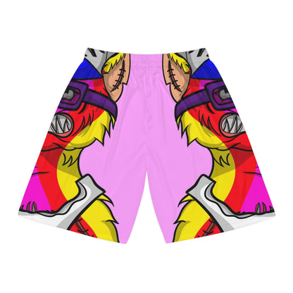 Werewolve Tiedye Rainbow Wolf Basketball Shorts