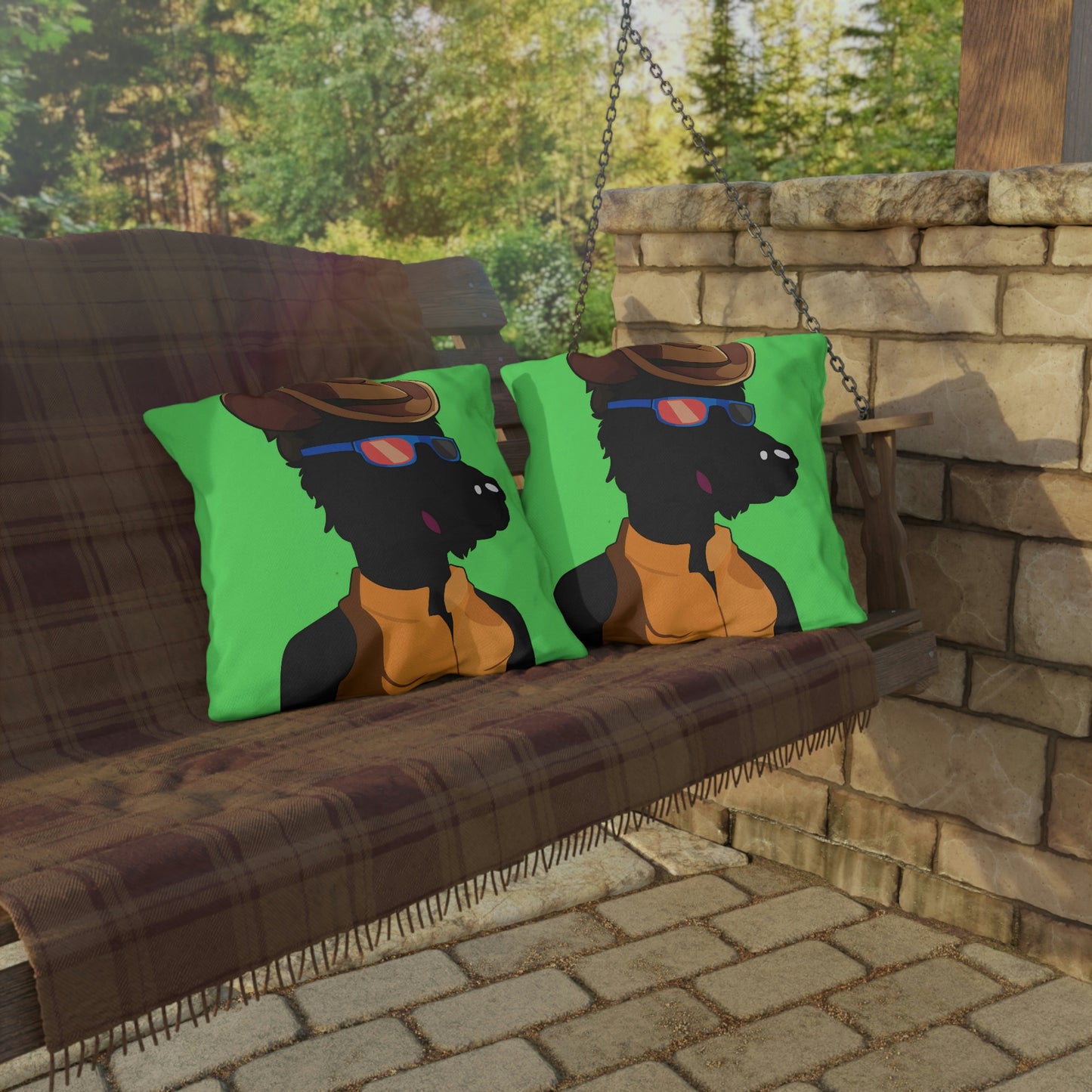 Cowgirl Wolf Cyborg Wolve Outdoor Pillows