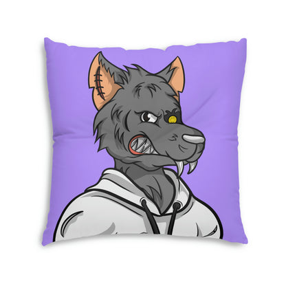 Fitness Grey Wolve Cyborg Wolf Tufted Floor Pillow, Square