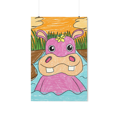 Hippo Hippopotamus Animal Creature Graphic Premium Matte Vertical Posters