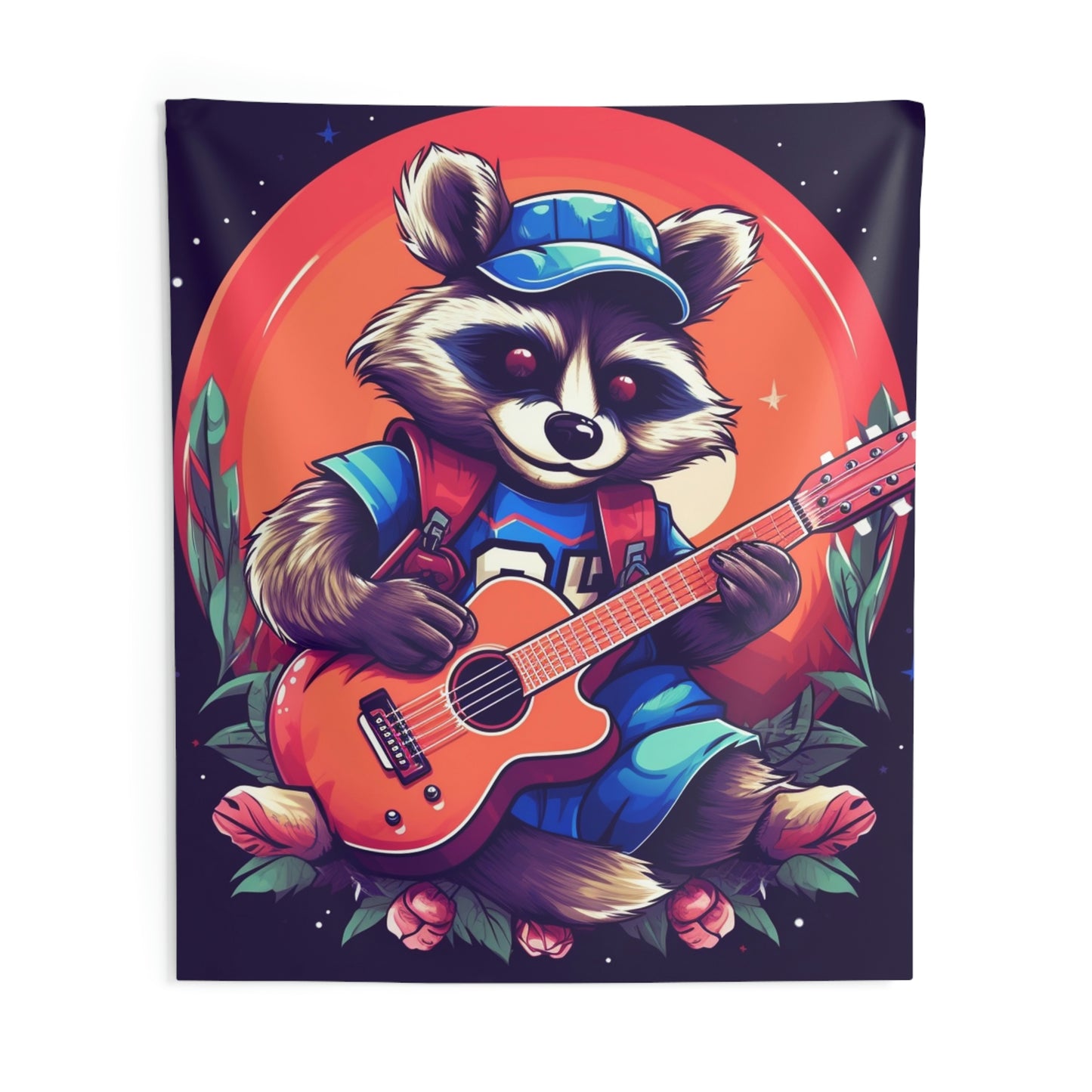 Acoustic Guitar Raccoon - Furry Animal Musician Decor Indoor Wall Tapestries