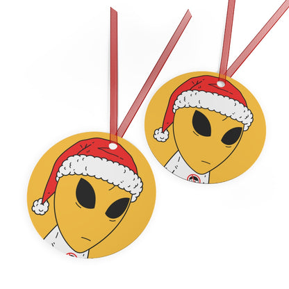 Alien Santa Space Character Holiday Winter Season Metal Ornaments