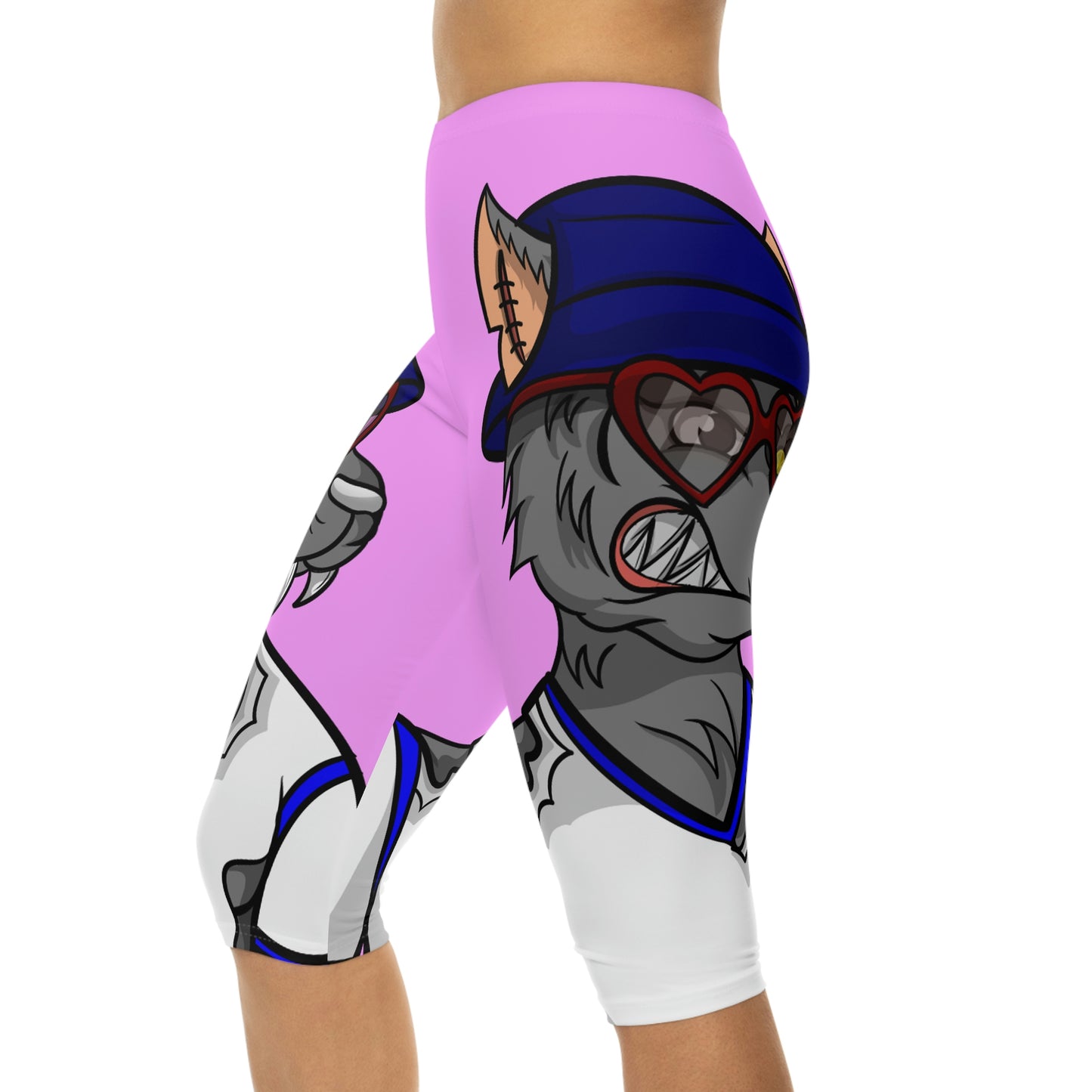 Leggings Capri para mujer Valentine Wolf Heart Love (AOP) 