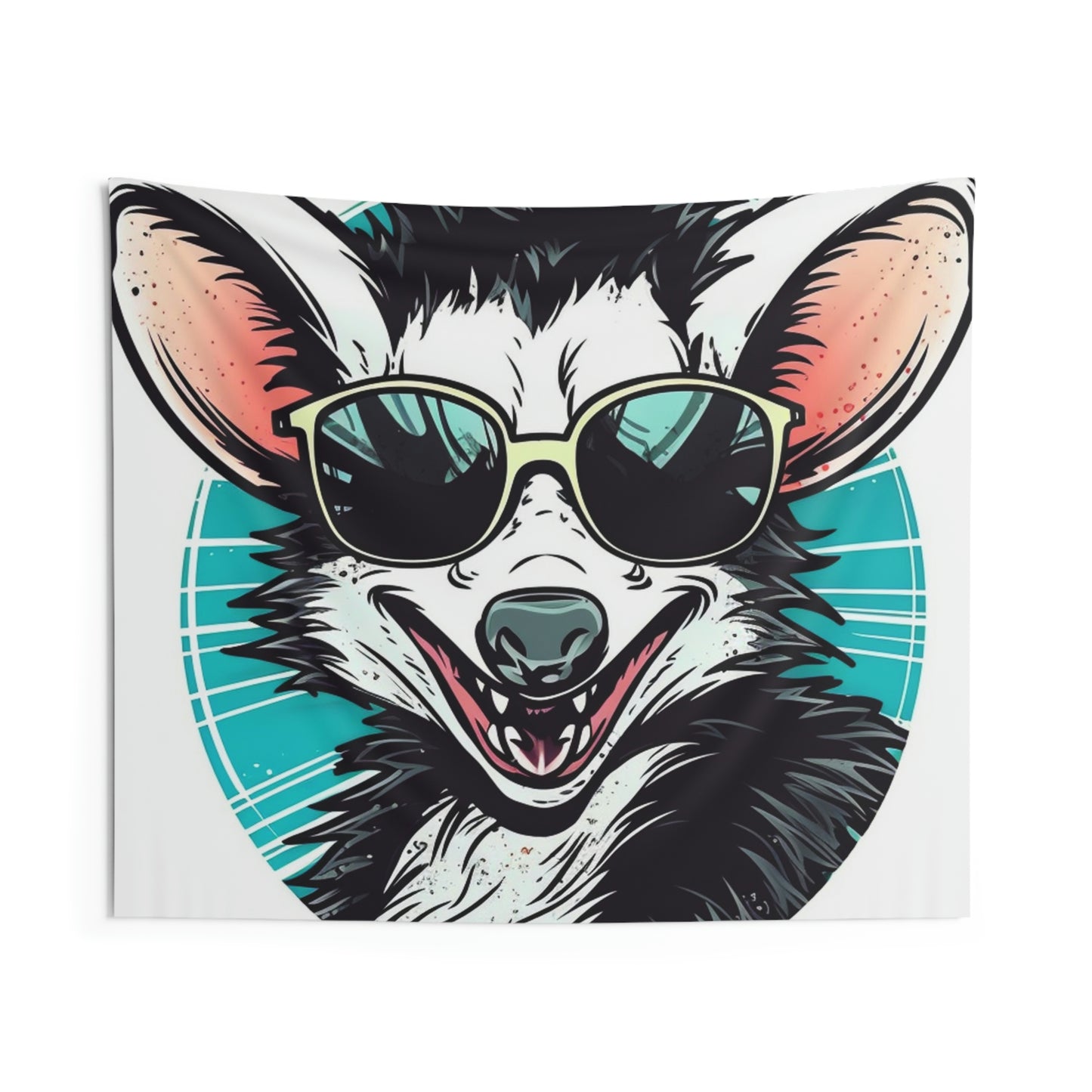 Joyful Opossum Retro Animation Indoor Wall Tapestries