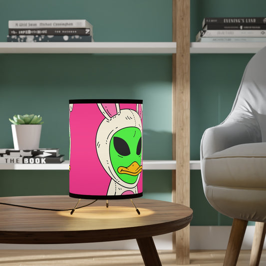 Lámpara de trípode alienígena con cara de pato visitante verde con orejas de conejo y pantalla impresa de alta resolución, enchufe EE. UU./CA 