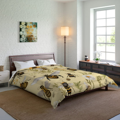 Whimsical Bees & Honeycombs Nature-Friendly Pattern Design Comforter