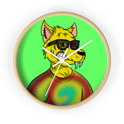 Wolve Cyborg Tie Dye Wolf Shirt Yellow Fur Cool Sun Glasses Wall clock