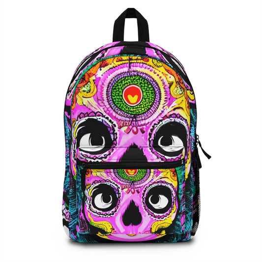 Trippy psychedelic Skull Skeleton Head Face Backpack