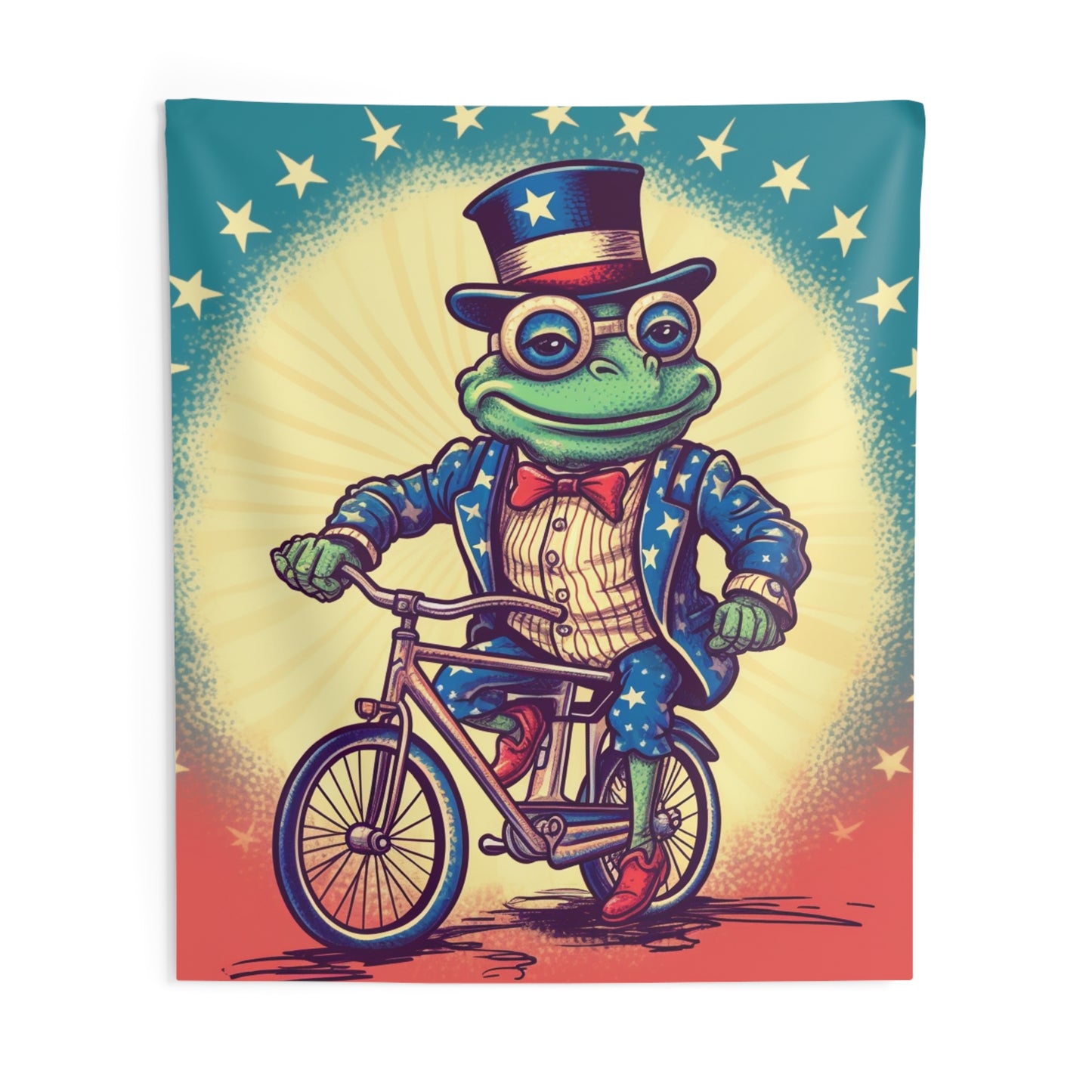 USA Frog Patriotic Indepencence Day 4th of July Bike Rider Indoor Wall Tapestries