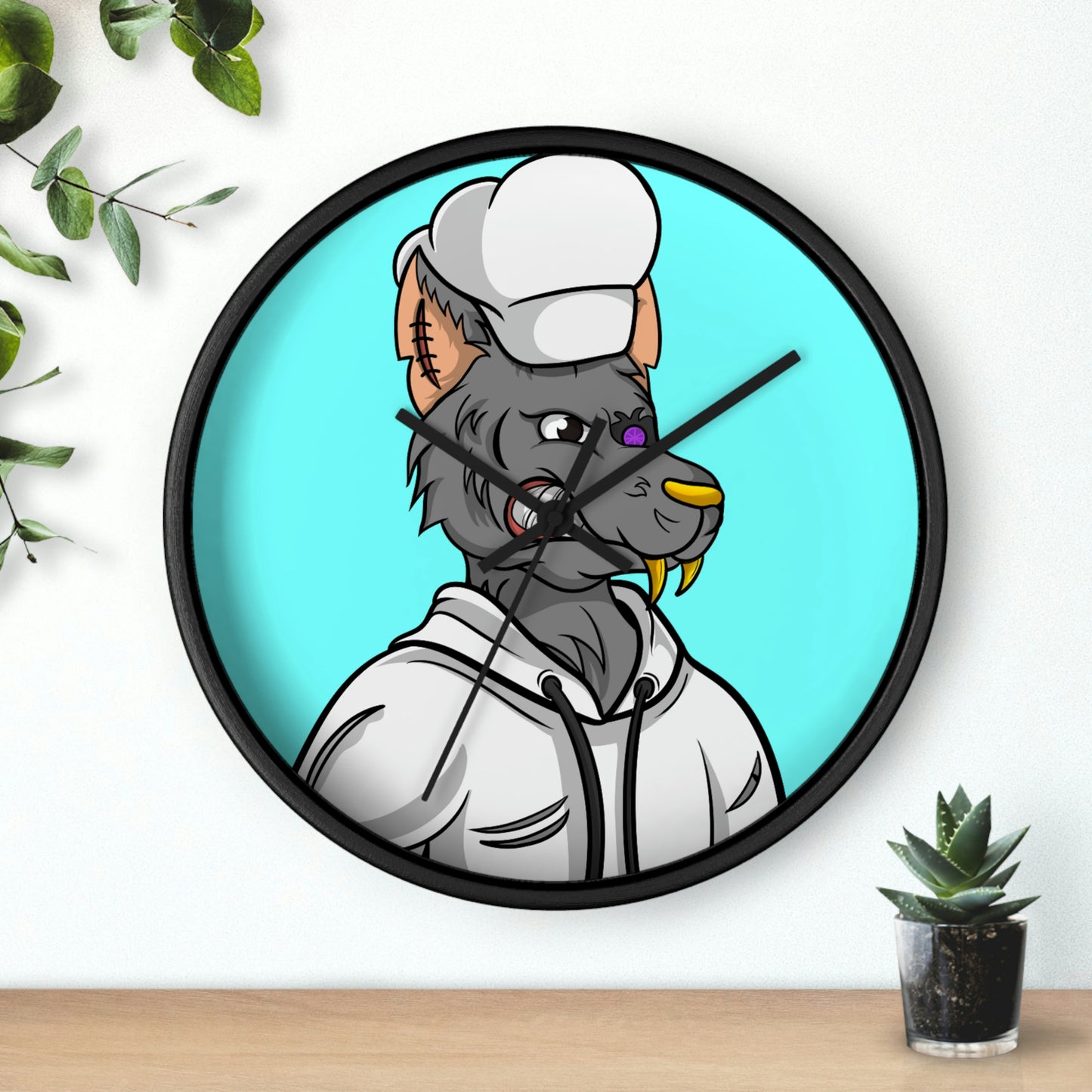 Chief Chef Cook Wolf Werewolve Cyborg Wall clock