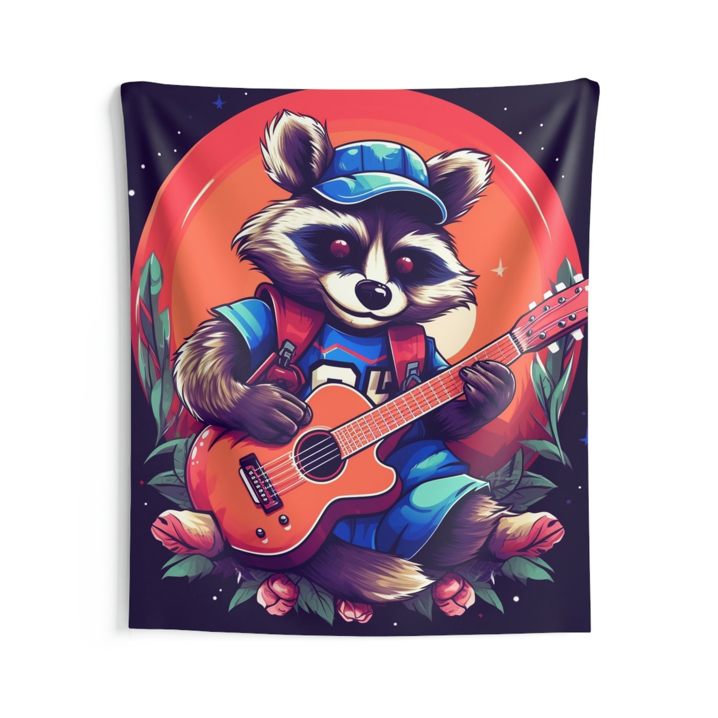 Acoustic Guitar Raccoon - Furry Animal Musician Decor Indoor Wall Tapestries