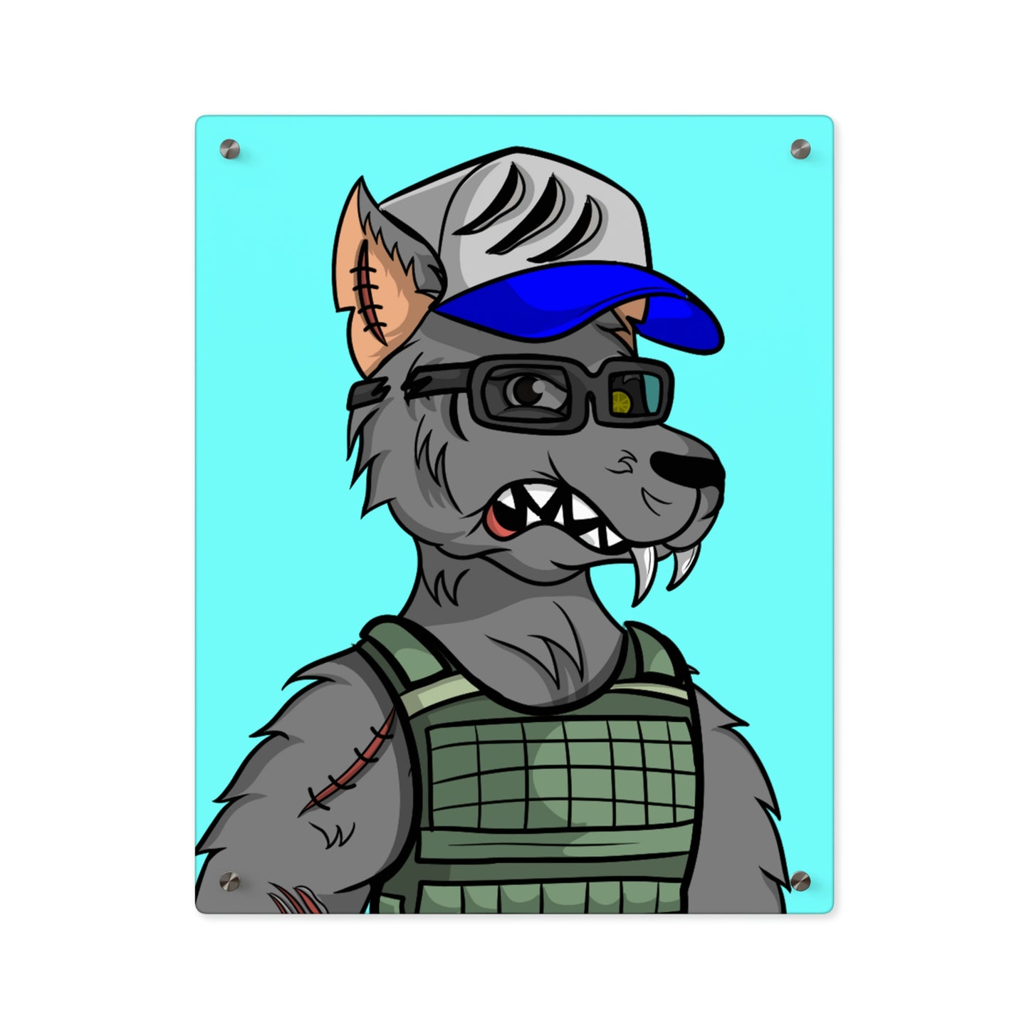 Army Vest Werewolve Cyborg Wolf Acrylic Wall Art Panels