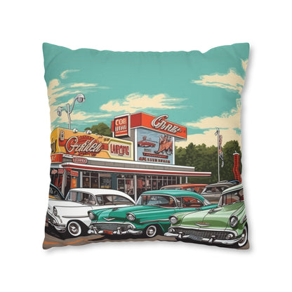 1950s Classic Car Collection Retro Artwork Spun Polyester Square Pillow Case