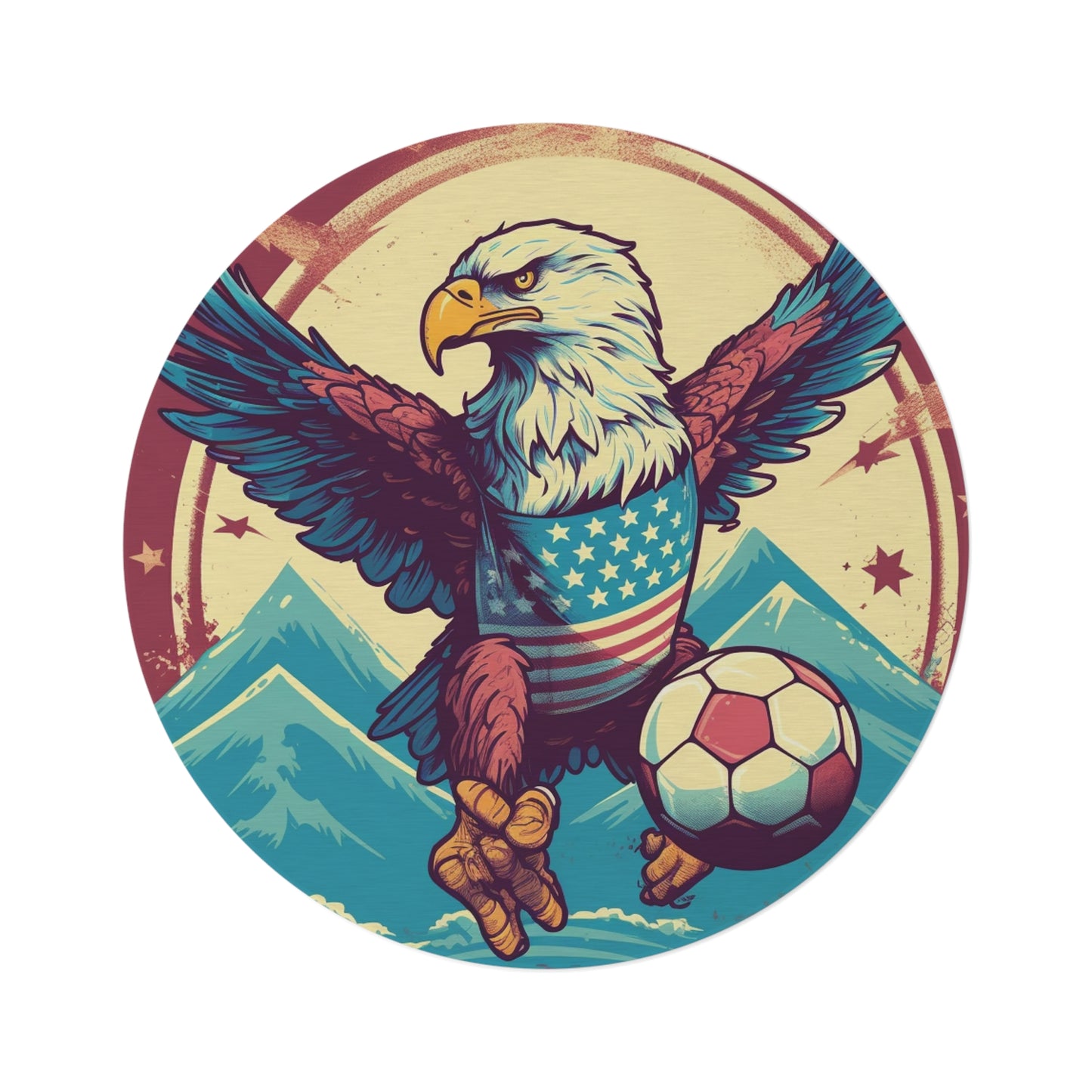 American Bald Eagle Soccer Athletic Team USA Graphic Round Rug