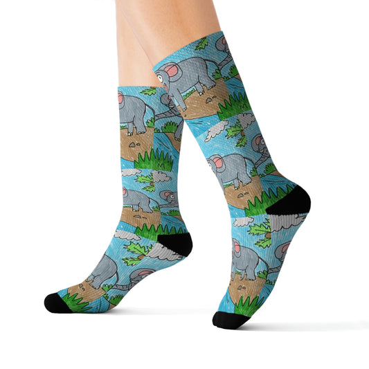 Elefante Elephant King Safari Animal Sublimation Socks