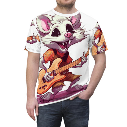 Opossum Musical Guitarist Graphic Unisex Cut & Sew Tee (AOP)