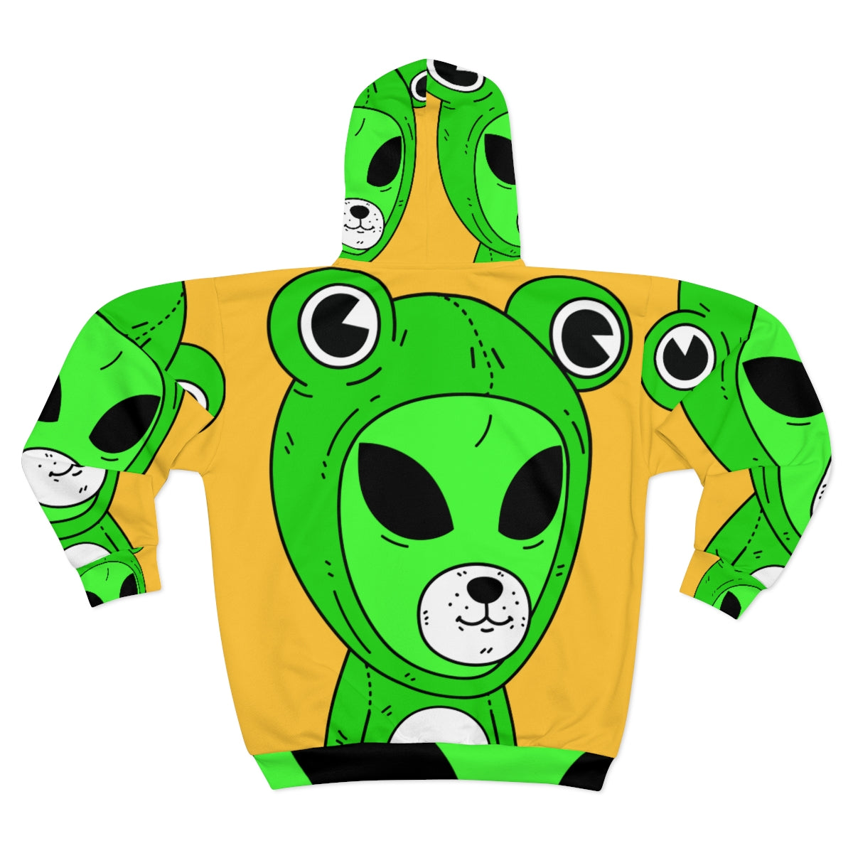 Alien in Green Frog Outfit AOP Unisex Zip Hoodie