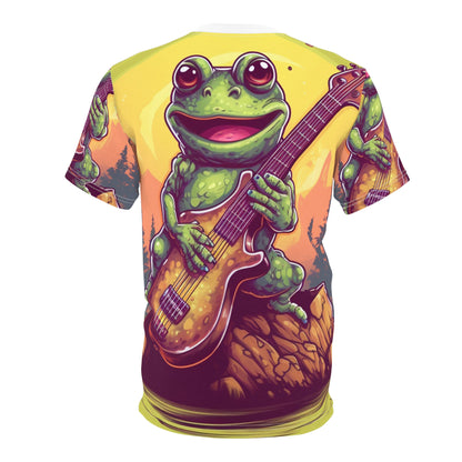 Frog Log Bass Guitarist Musician Swamp Graphic Unisex Cut & Sew Tee (AOP)